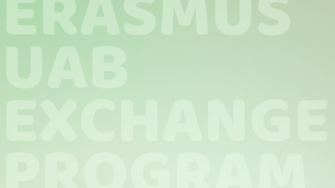 Text amb lletres de color verd: Erasmus, UAB Exchange Program